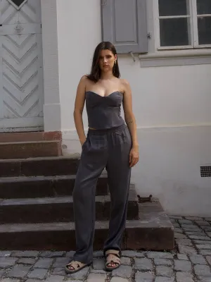 ROMANTIC - Wide Leg Pants • Steel