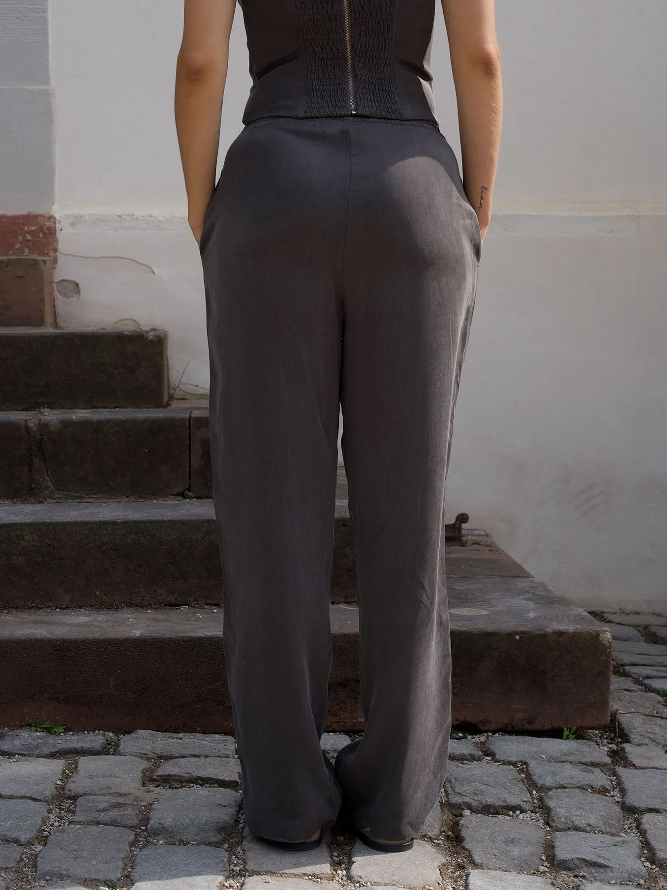 ROMANTIC - Wide Leg Pants • Steel