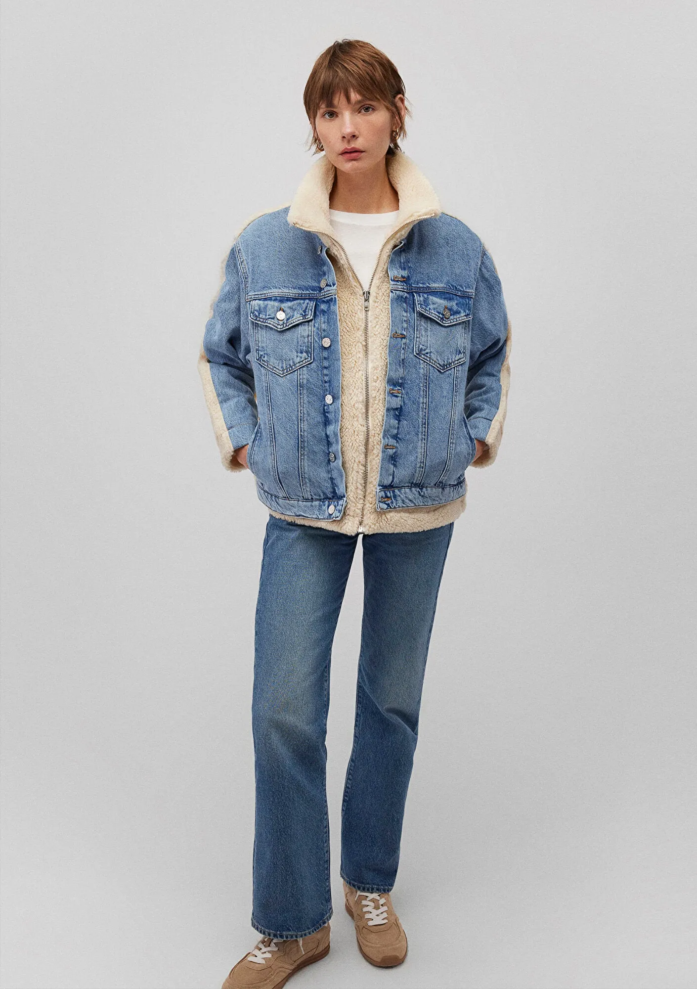 Rubina Light Sherpa Denim Jean Jacket