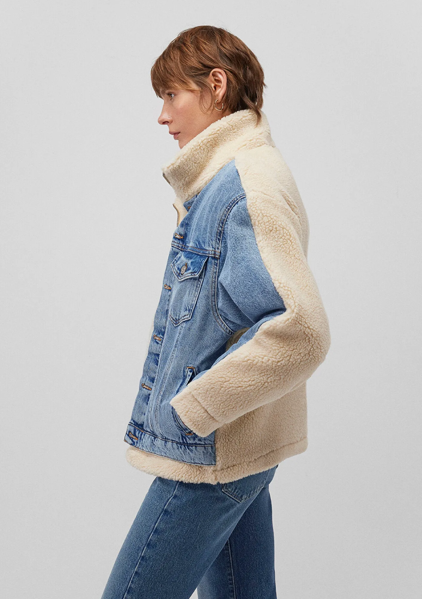 Rubina Light Sherpa Denim Jean Jacket