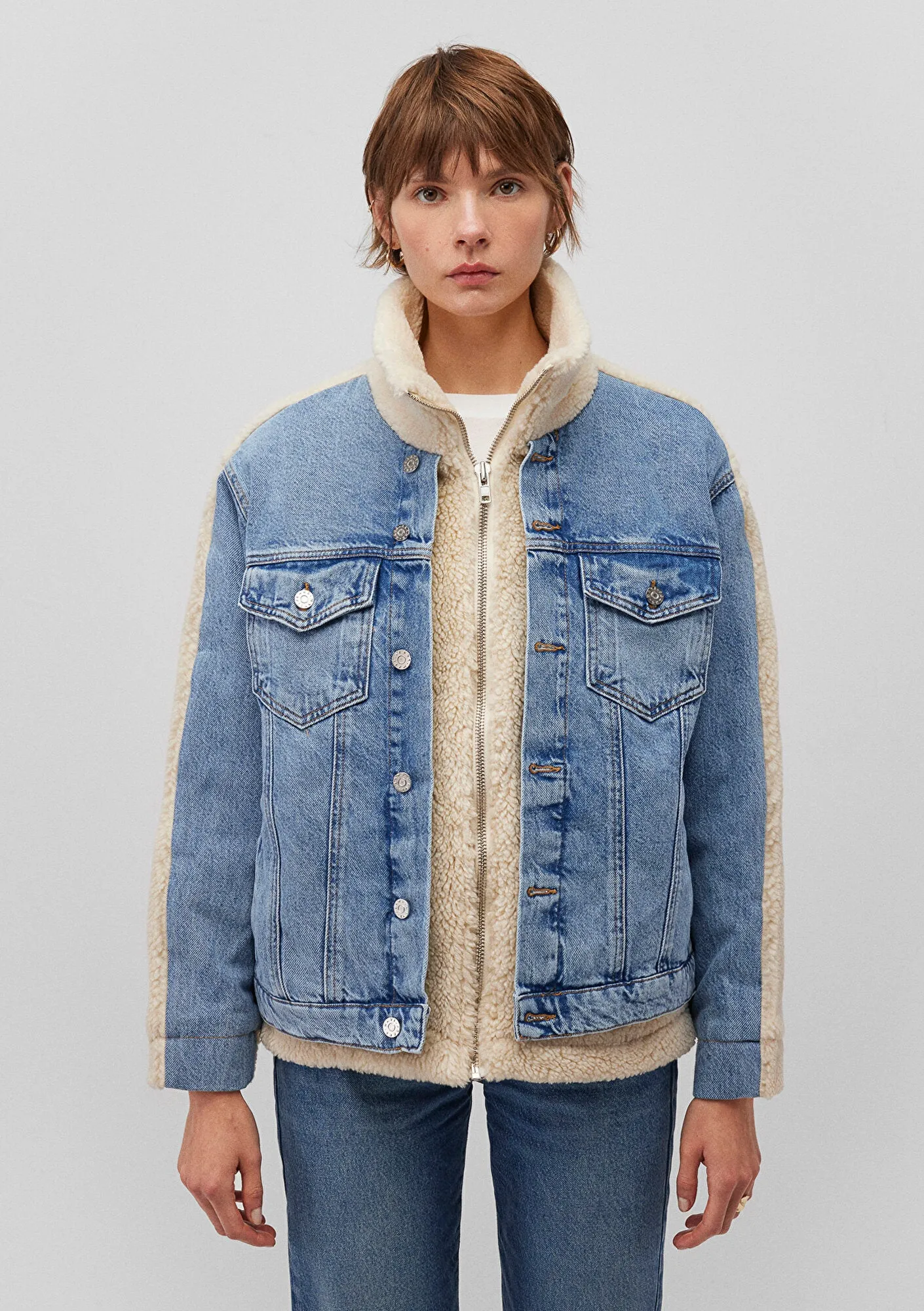 Rubina Light Sherpa Denim Jean Jacket