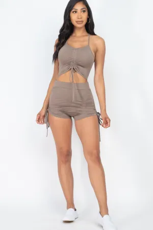 RUCHED TIE SHORTS SET