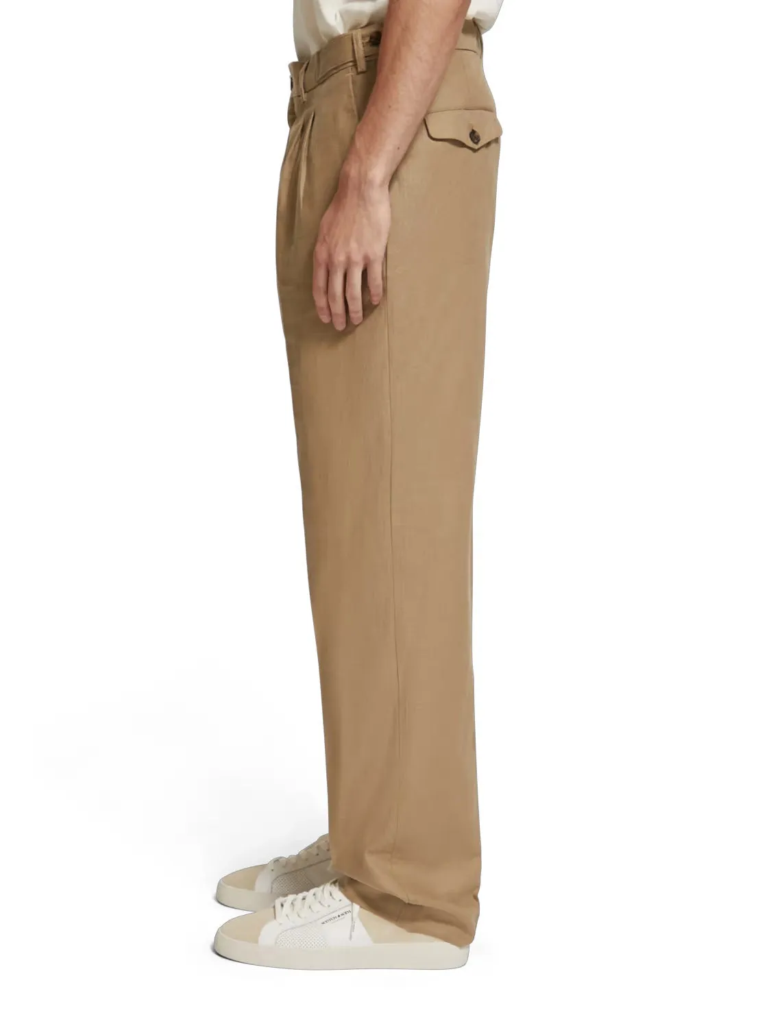 SCOTCH & SODA STRAIGHT FIT PLEATED LINEN BLEND CHINO 176981