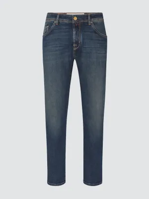 Scott Cropped Dark Blue Stretch Jeans