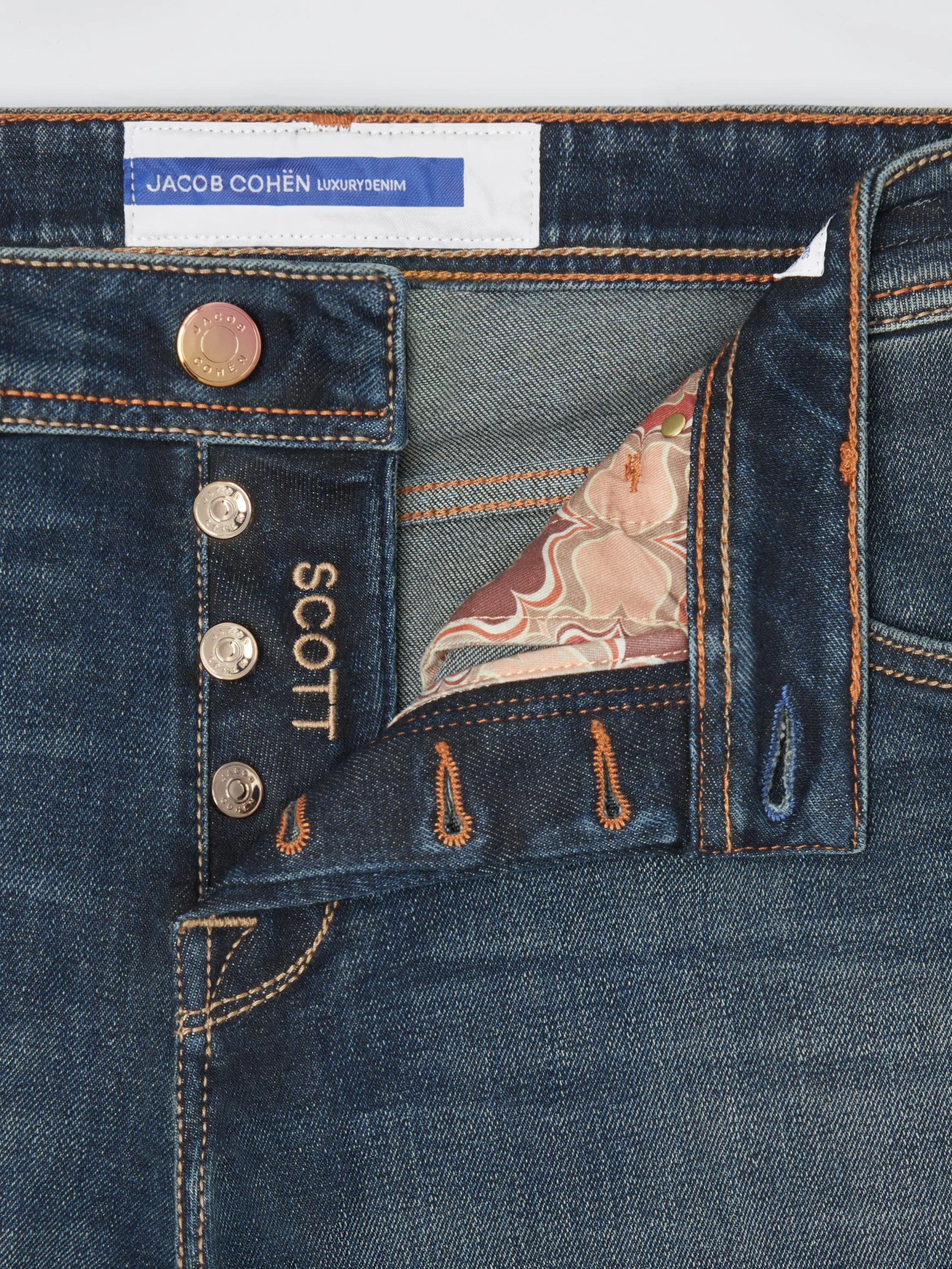 Scott Cropped Dark Blue Stretch Jeans