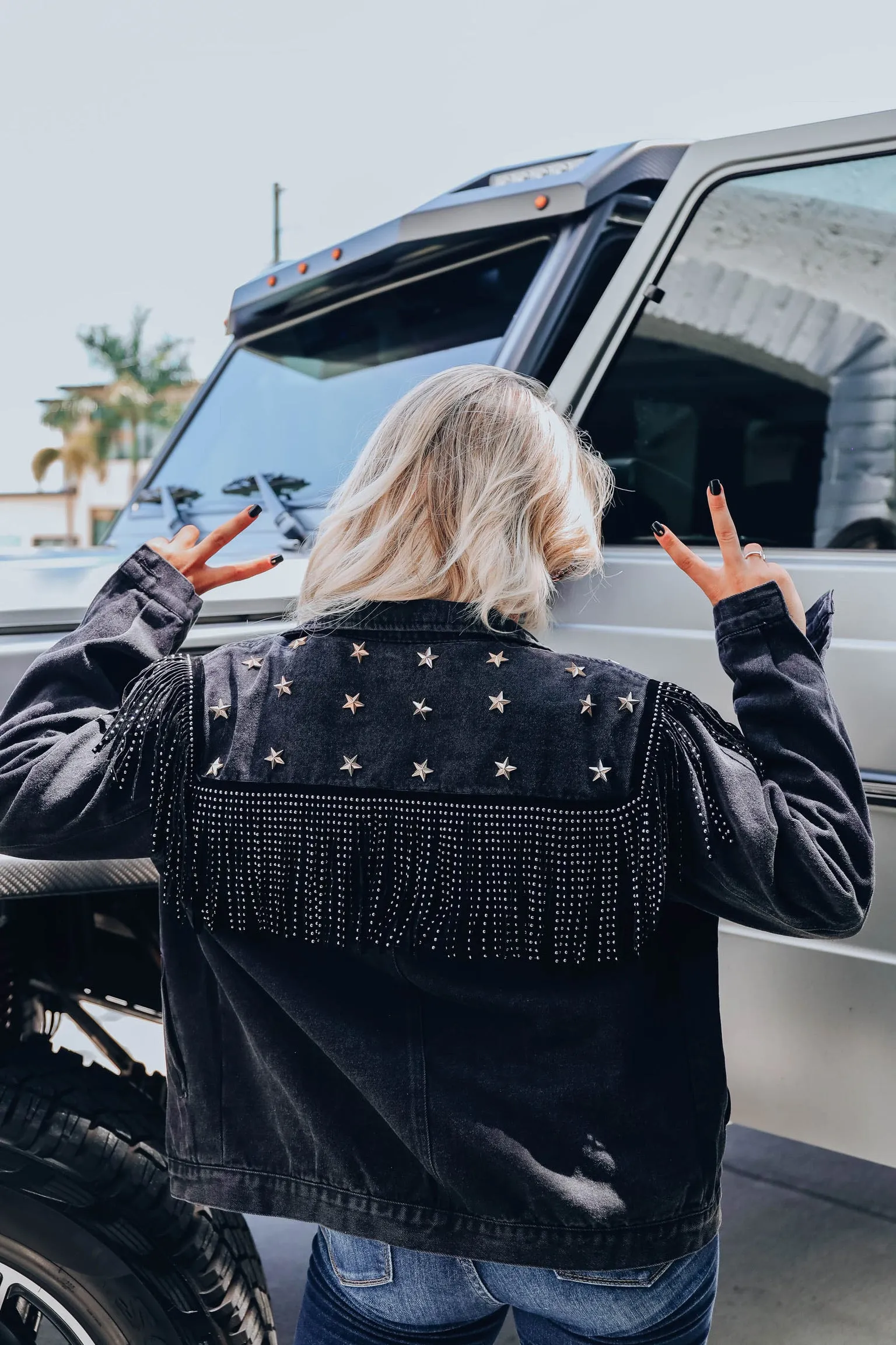 Shannie B Fringe Denim Jacket - Black