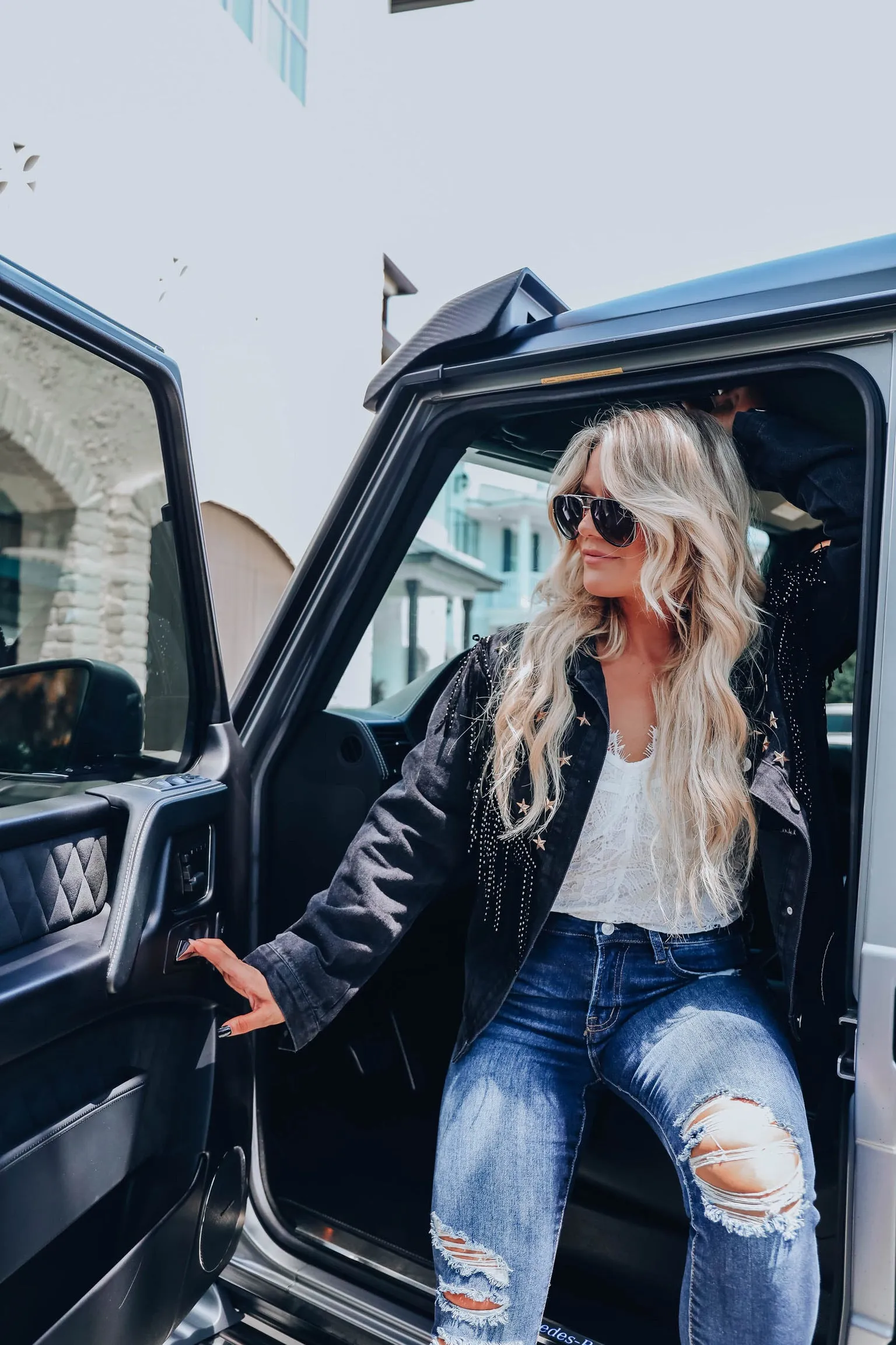 Shannie B Fringe Denim Jacket - Black
