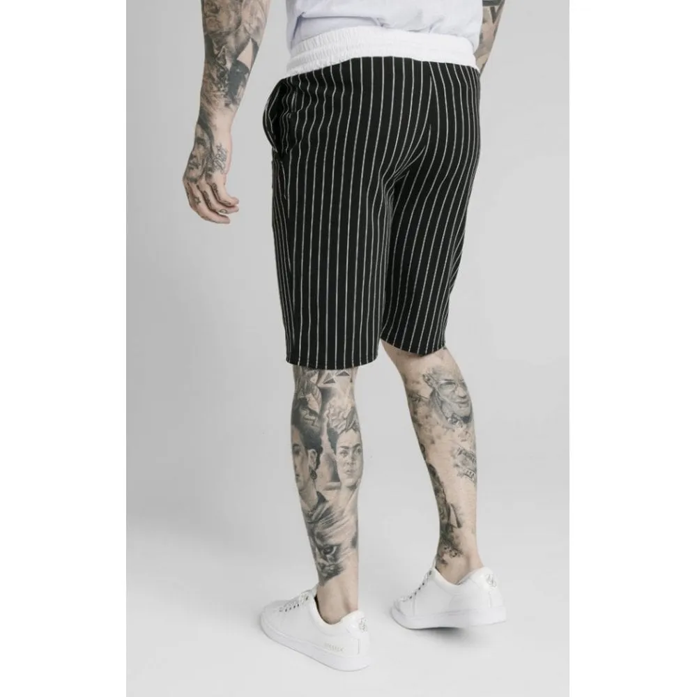 Siksilk Pinstripe Chino Short Black