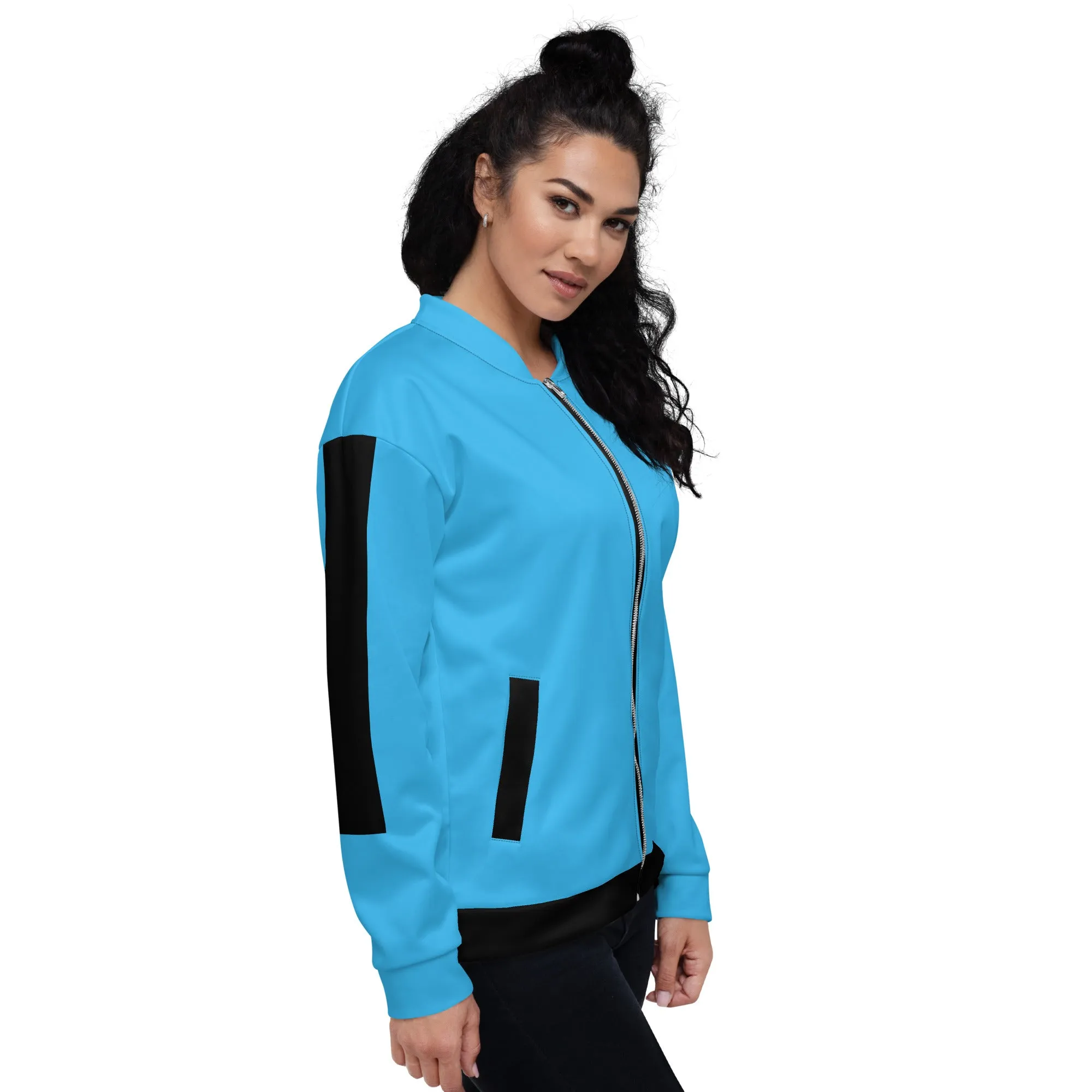 Simple Black Logo Unisex Bomber Jacket - Blue