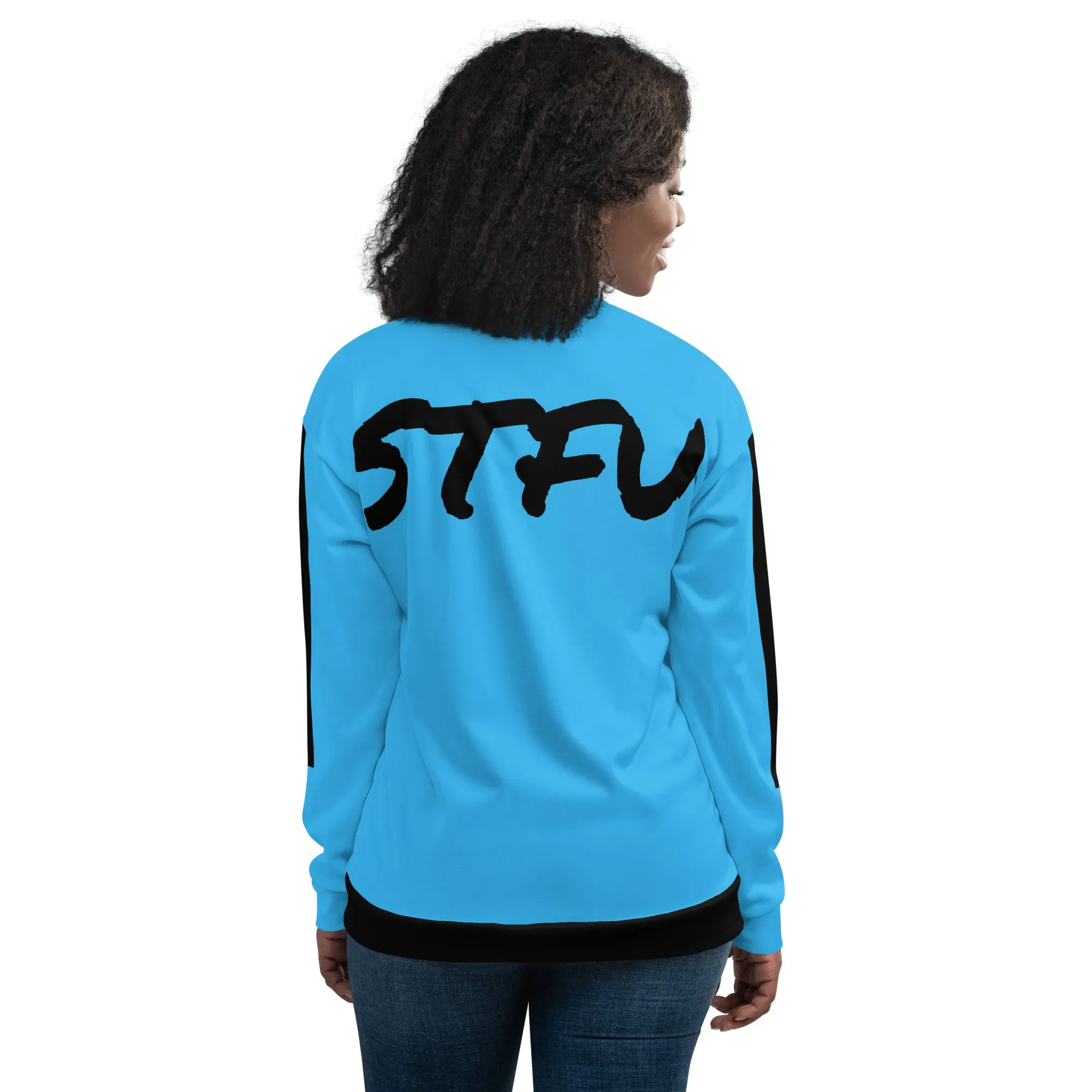 Simple Black Logo Unisex Bomber Jacket - Blue