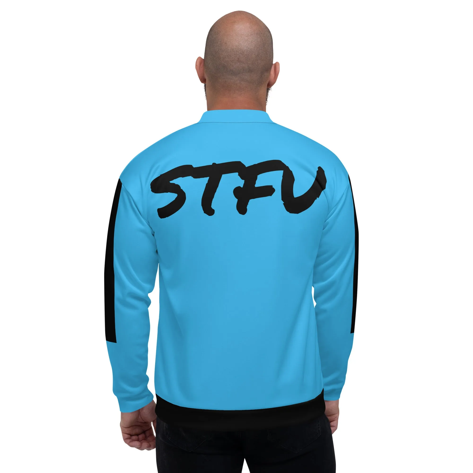 Simple Black Logo Unisex Bomber Jacket - Blue