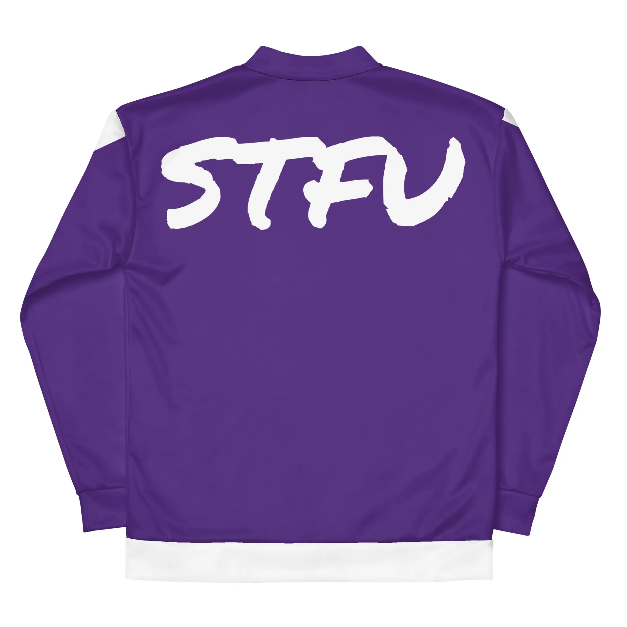 Simple White Unisex Bomber Jacket - Purple