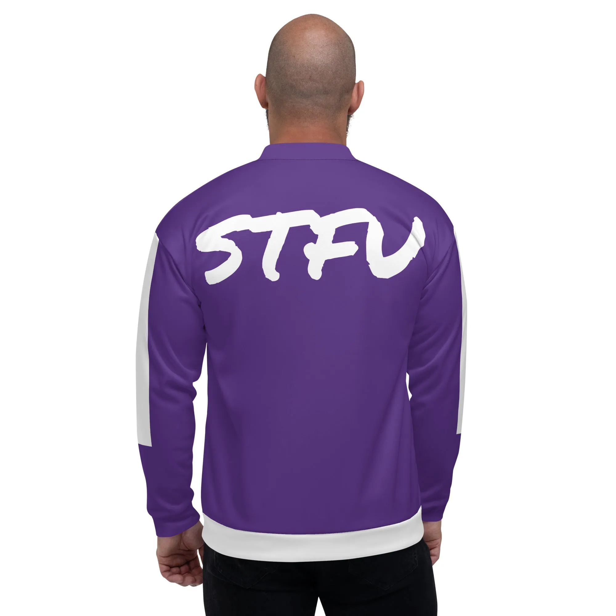 Simple White Unisex Bomber Jacket - Purple