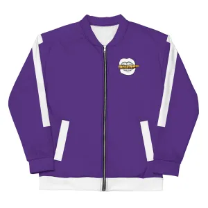 Simple White Unisex Bomber Jacket - Purple