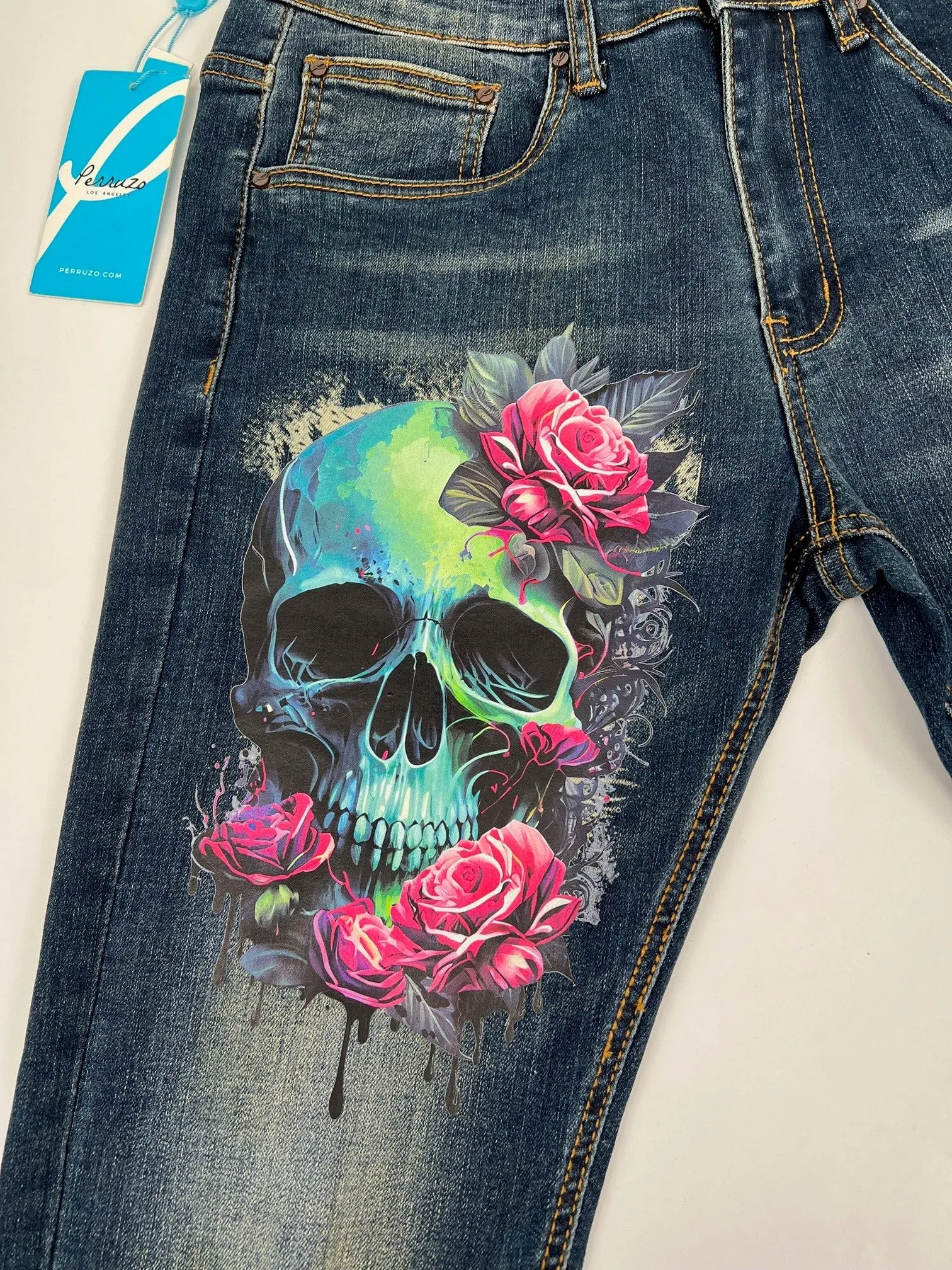 Skinny denim with Skull print
