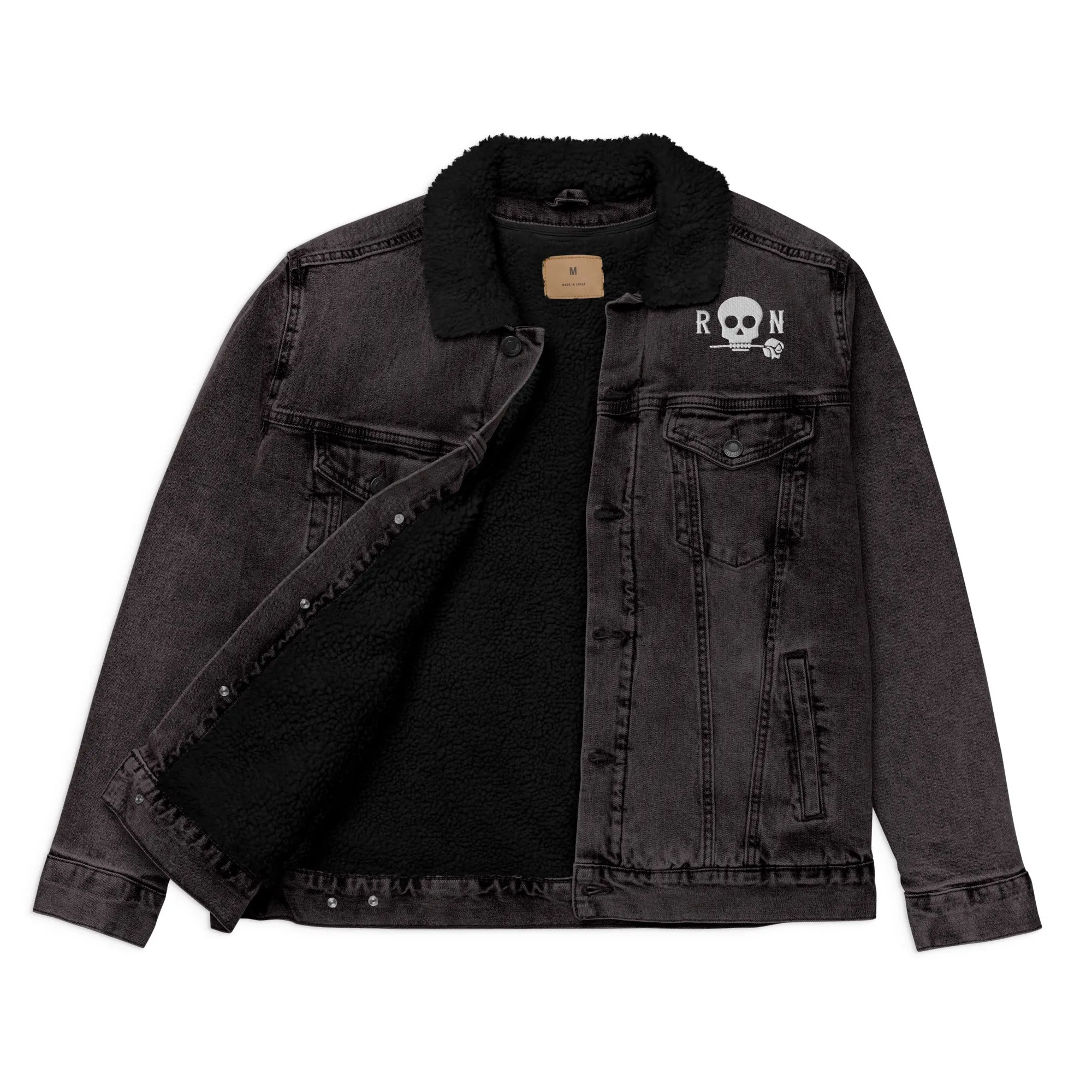 Skull Denim Sherpa Jacket