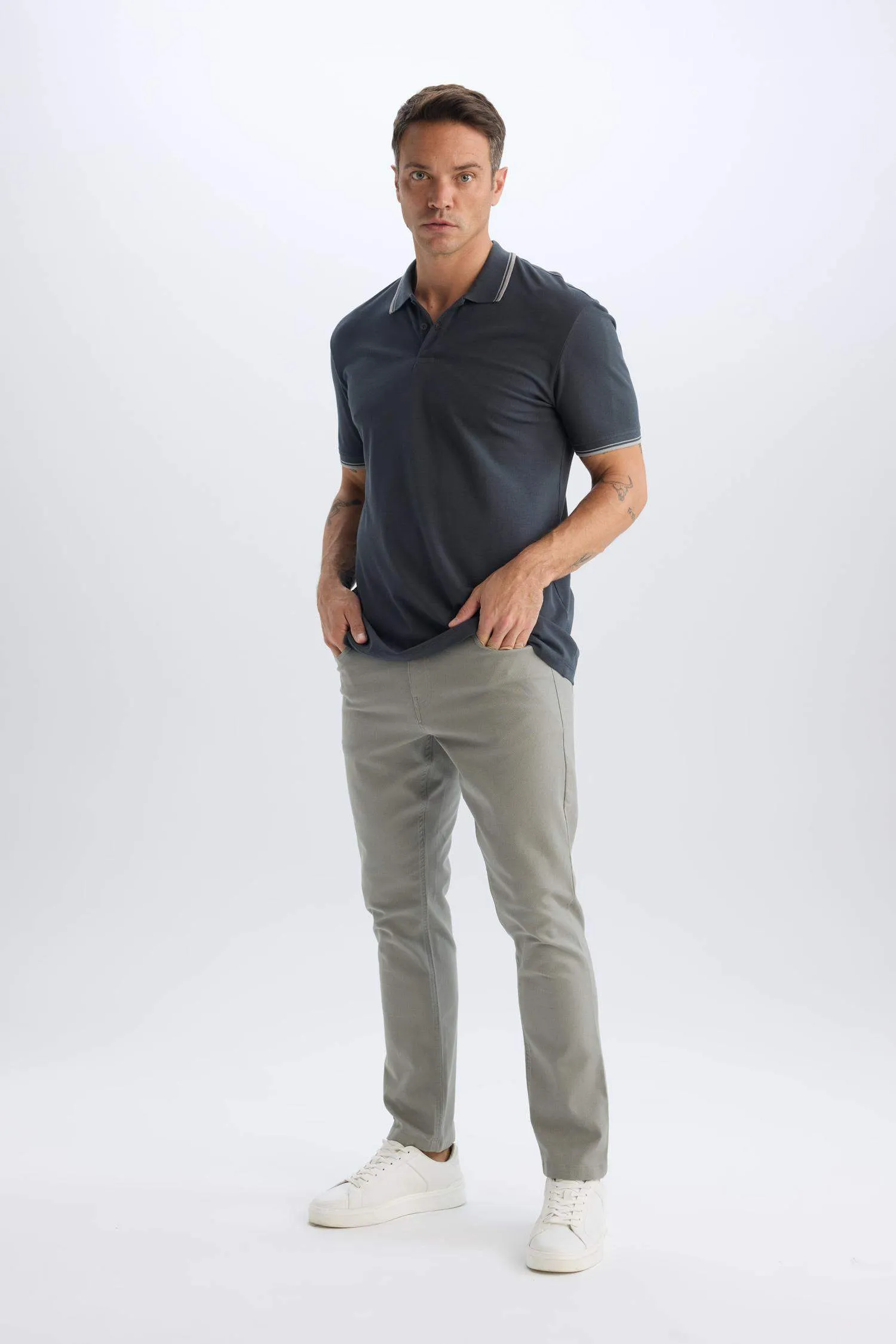 Slim Fit Fit Fit Narrow Leg Chino Canvas Pants