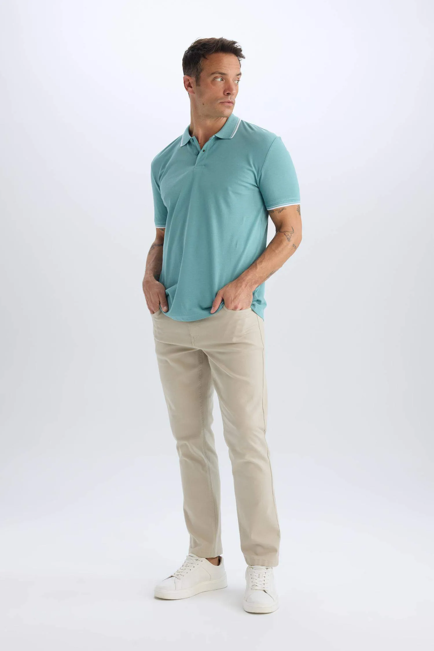 Slim Fit Fit Fit Narrow Leg Chino Canvas Pants