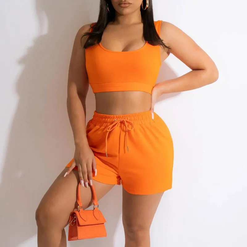Solid 2PCS Sports Shorts Set