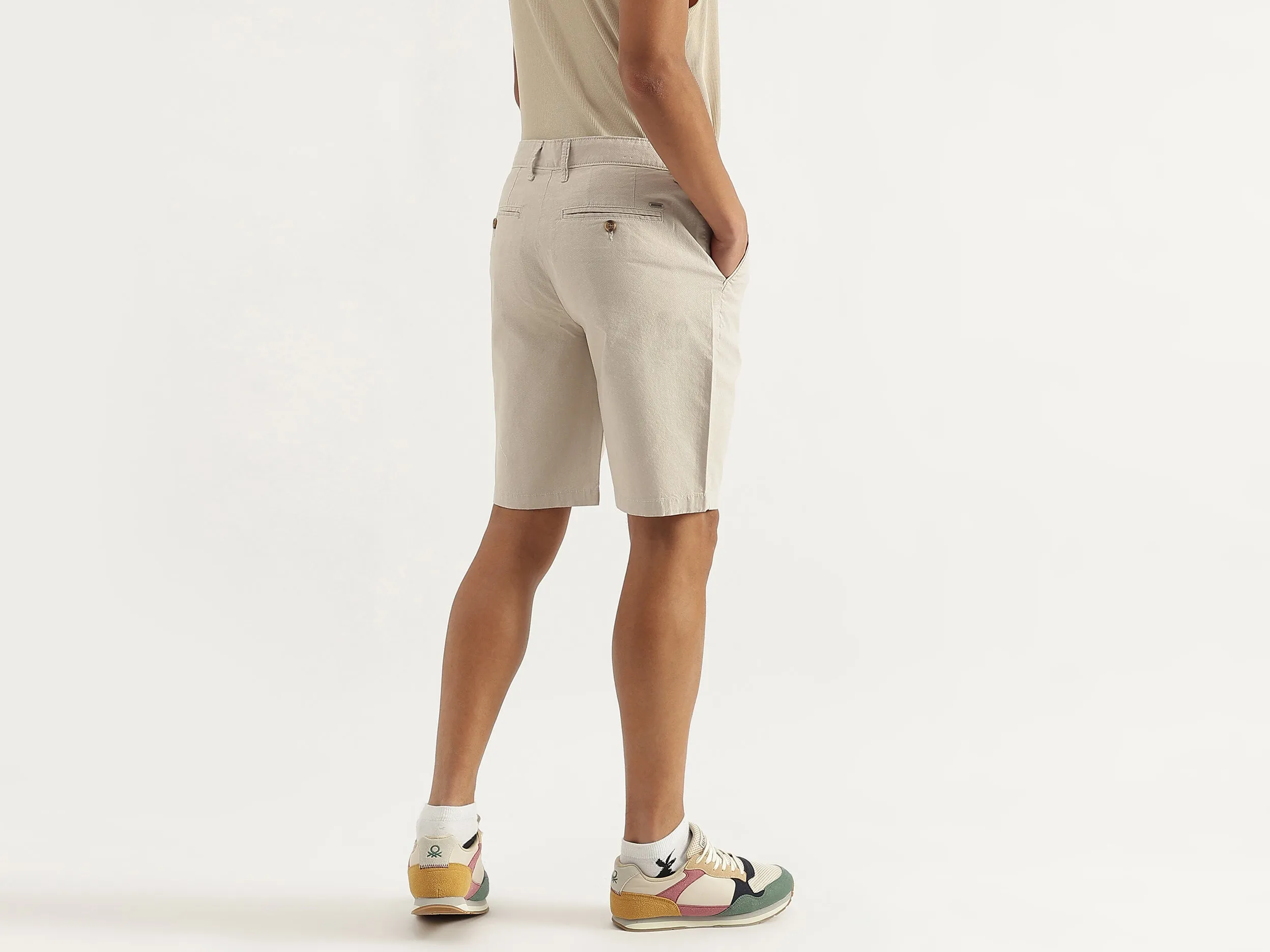Solid Comfort Fit Oxford Chino Shorts