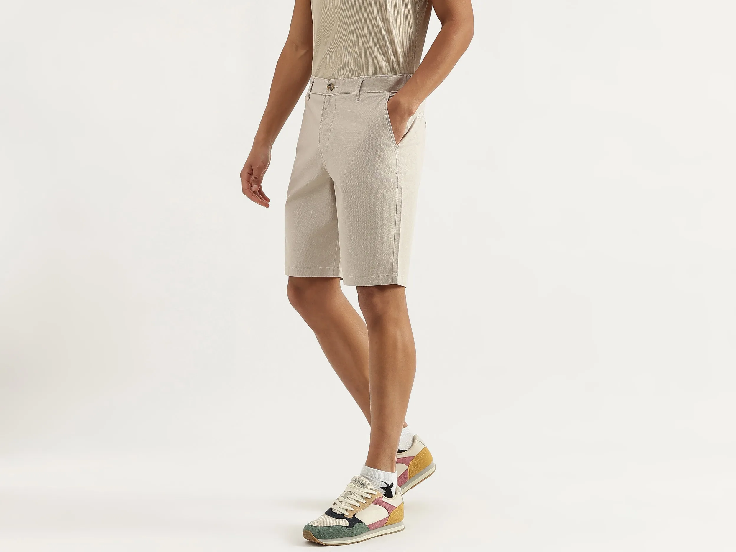 Solid Comfort Fit Oxford Chino Shorts