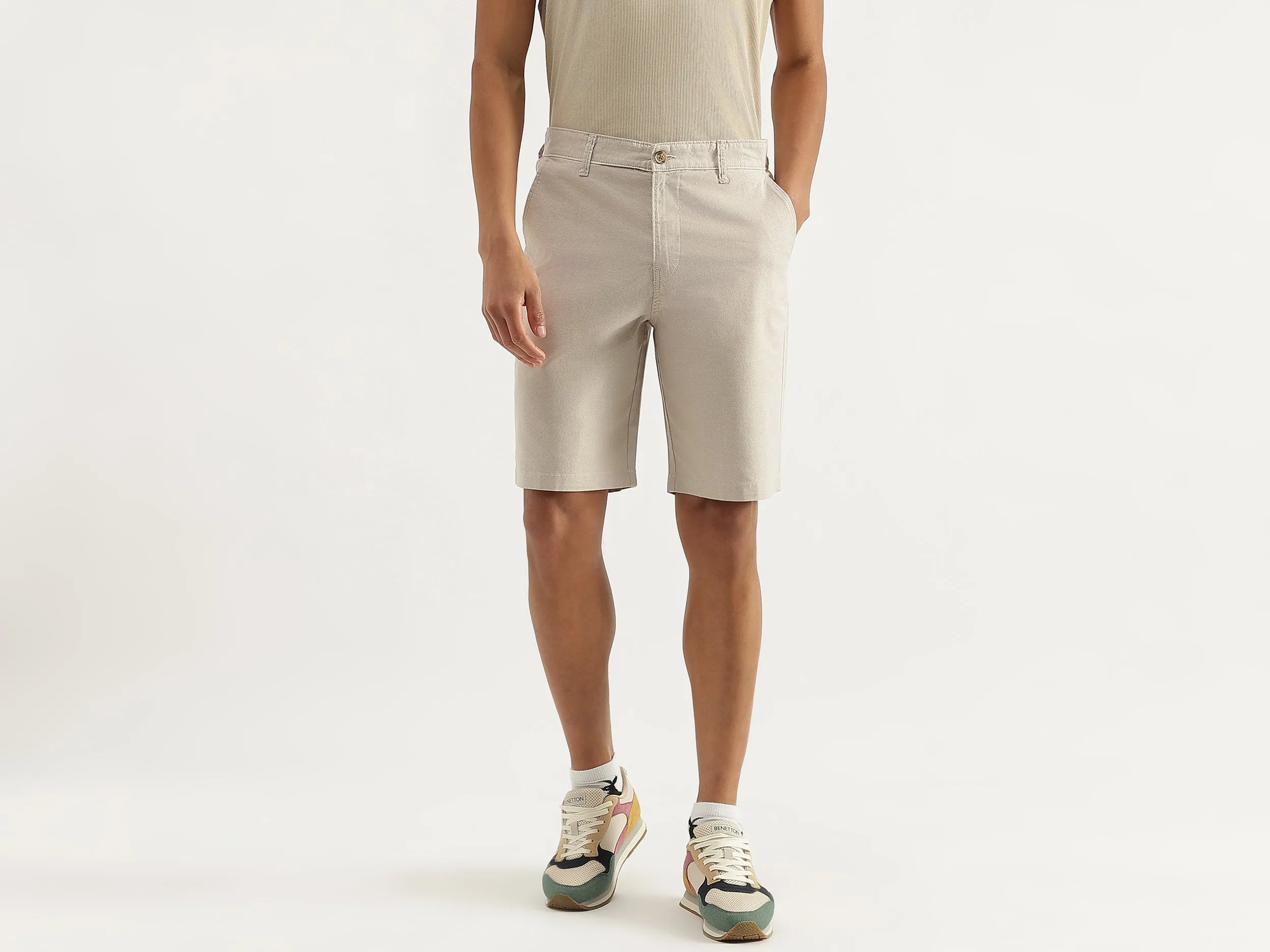 Solid Comfort Fit Oxford Chino Shorts