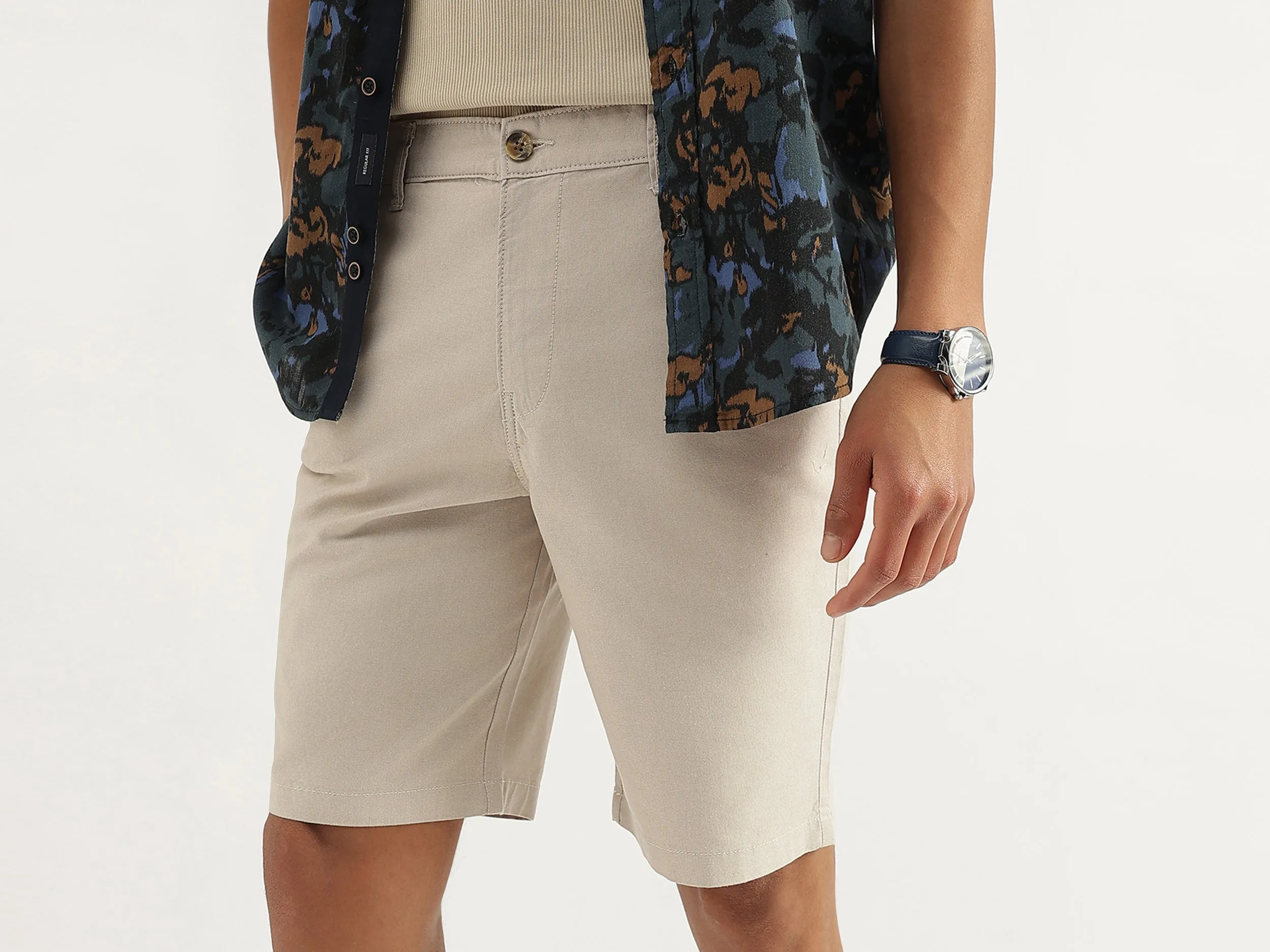 Solid Comfort Fit Oxford Chino Shorts