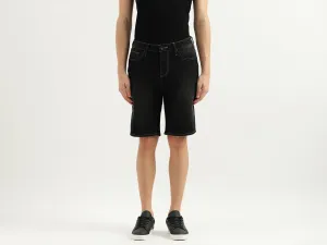 Solid Mid Rise Slim Fit Jeans Short