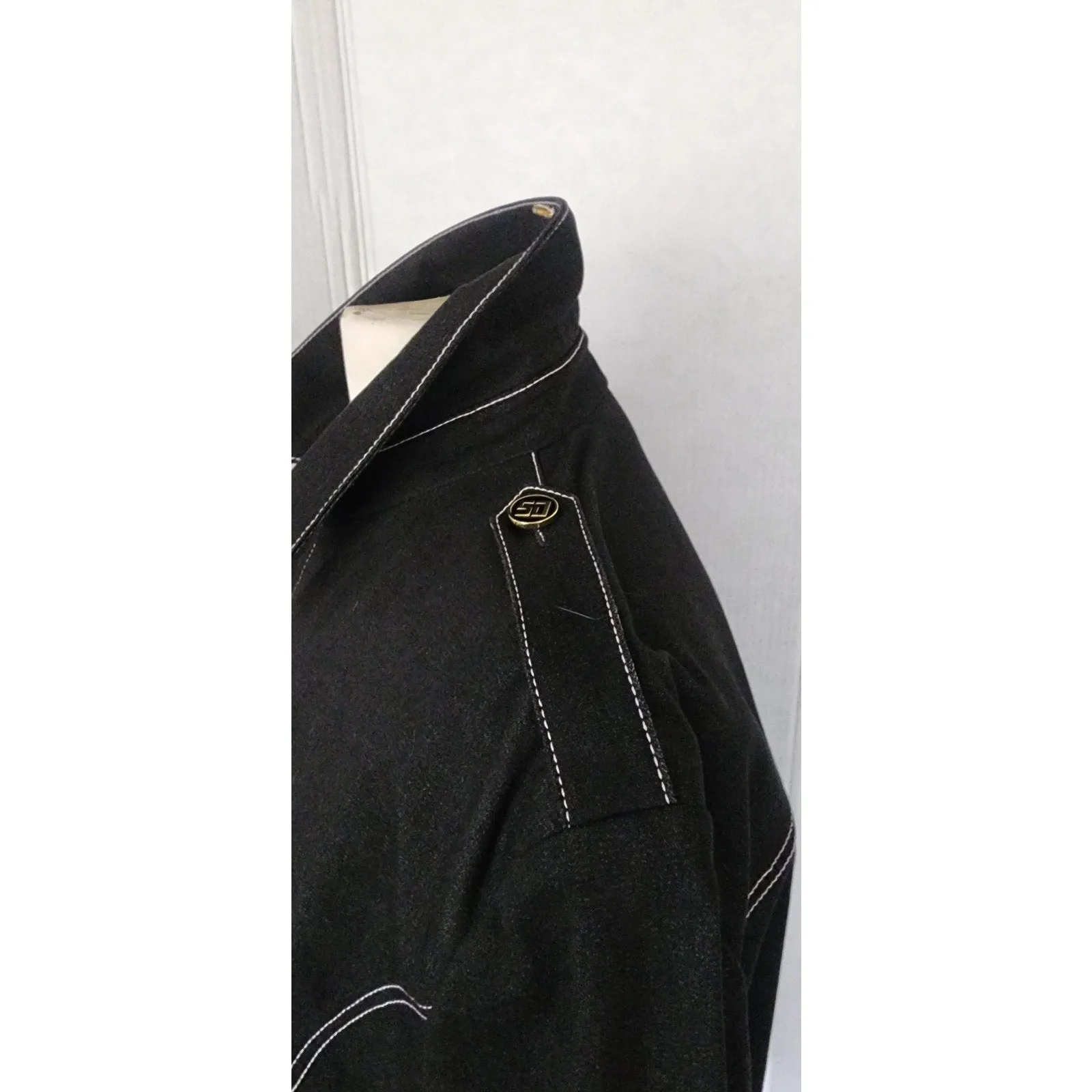 St John Sport Jacket Black Denim Button Down / Large