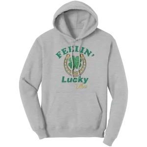 St Patricks Day Hoodie, Feeling Lucky Vibes Hoodie, St Patricks Hoodie, Shamrock Hoodie, Clover Leaf Hoodie, Irish Shirt, Womens Hoodie Gift