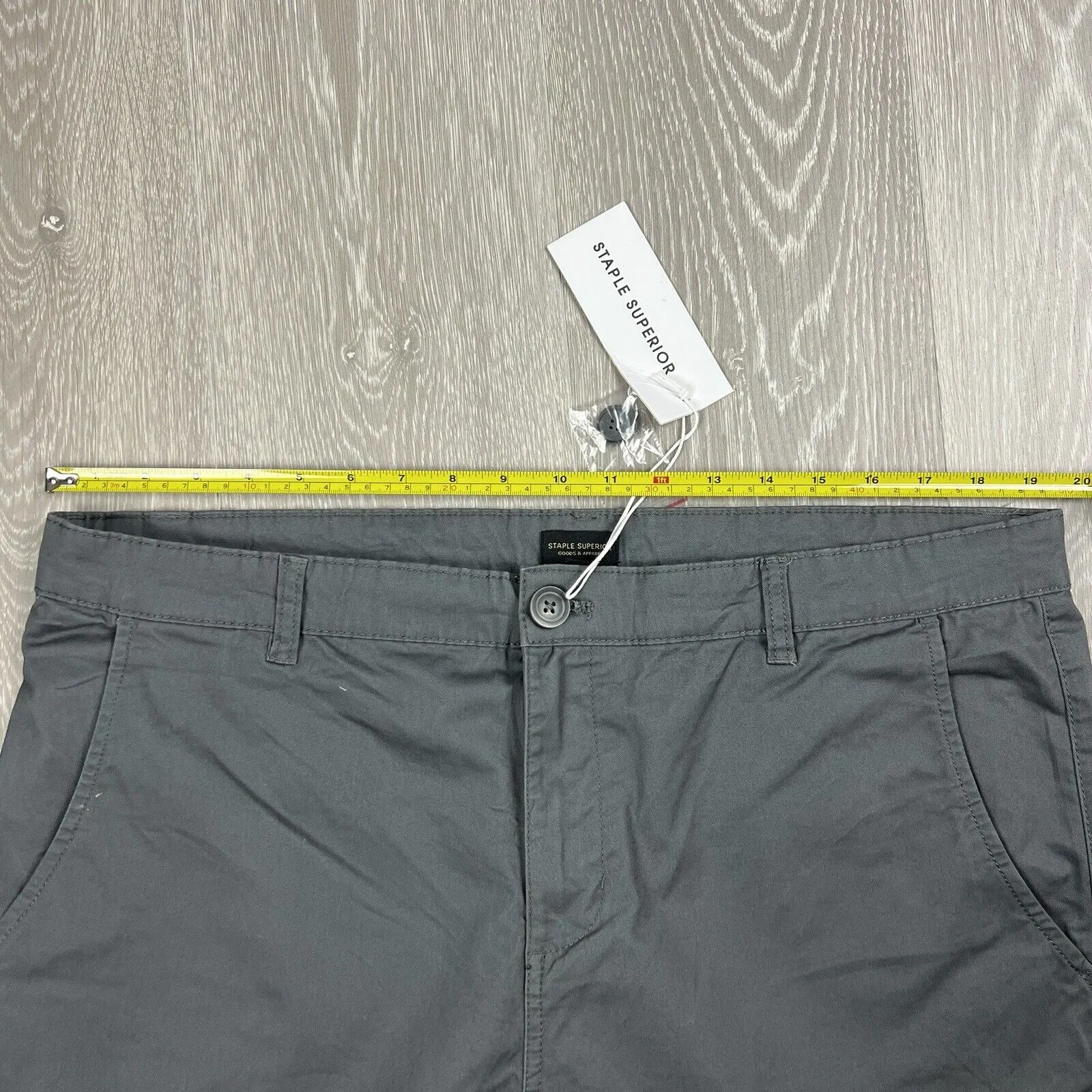 Staple Superior Mens Grey Chino Shorts Size 38 (New)