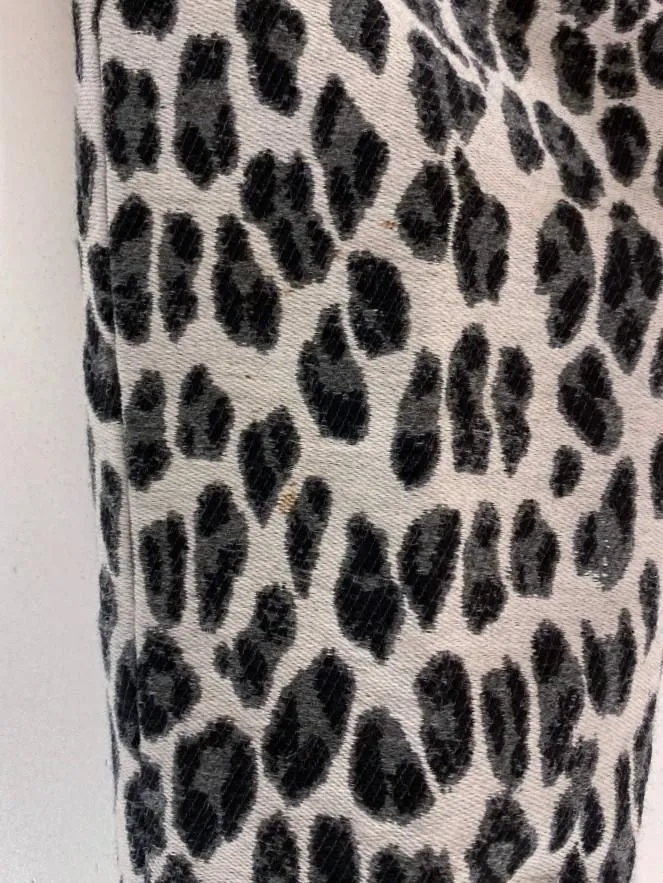 Stella McCartney Leopard Print Bomber Jacket Gray Wool-Blend Size 40