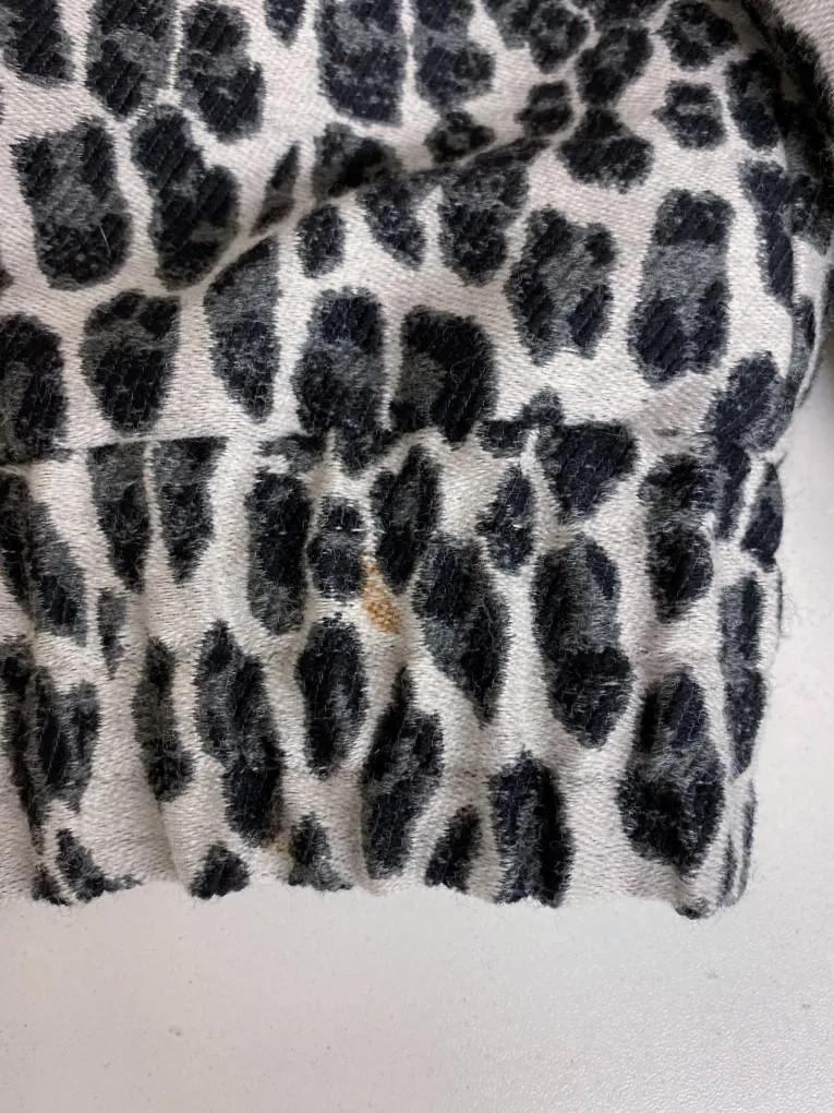 Stella McCartney Leopard Print Bomber Jacket Gray Wool-Blend Size 40