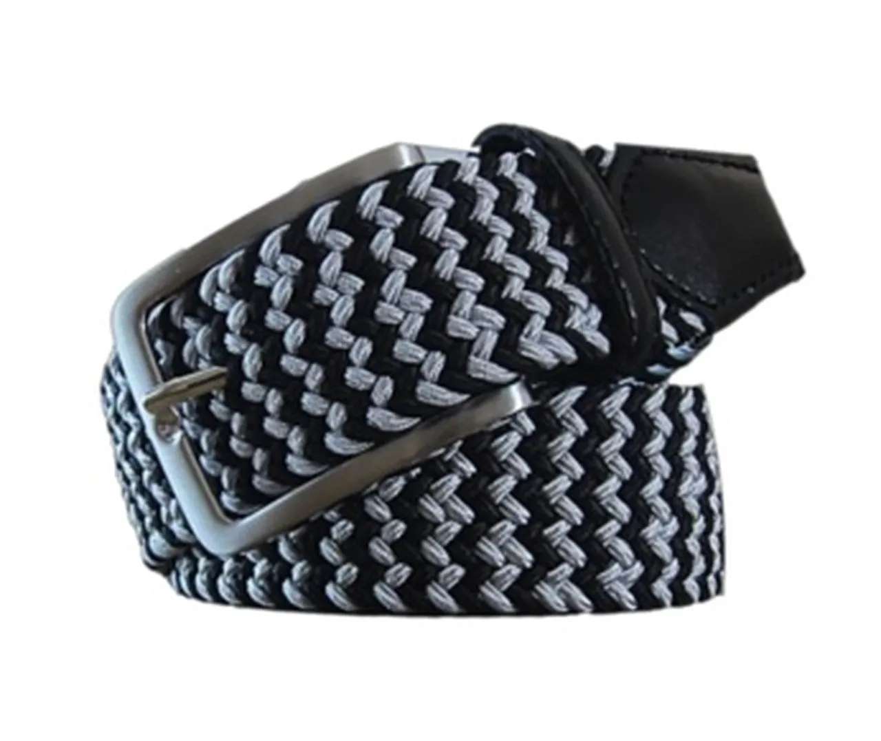 Stretch Braided Belt - Black/Silver