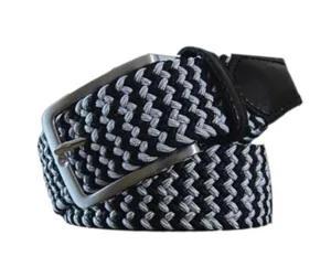 Stretch Braided Belt - Black/Silver