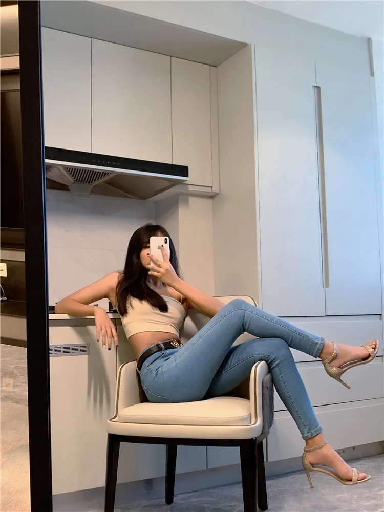 Stretch Skinny Denim Long Pants