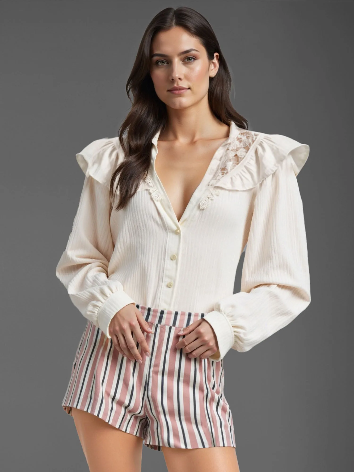 Striped Bengaline Pull On Shorts