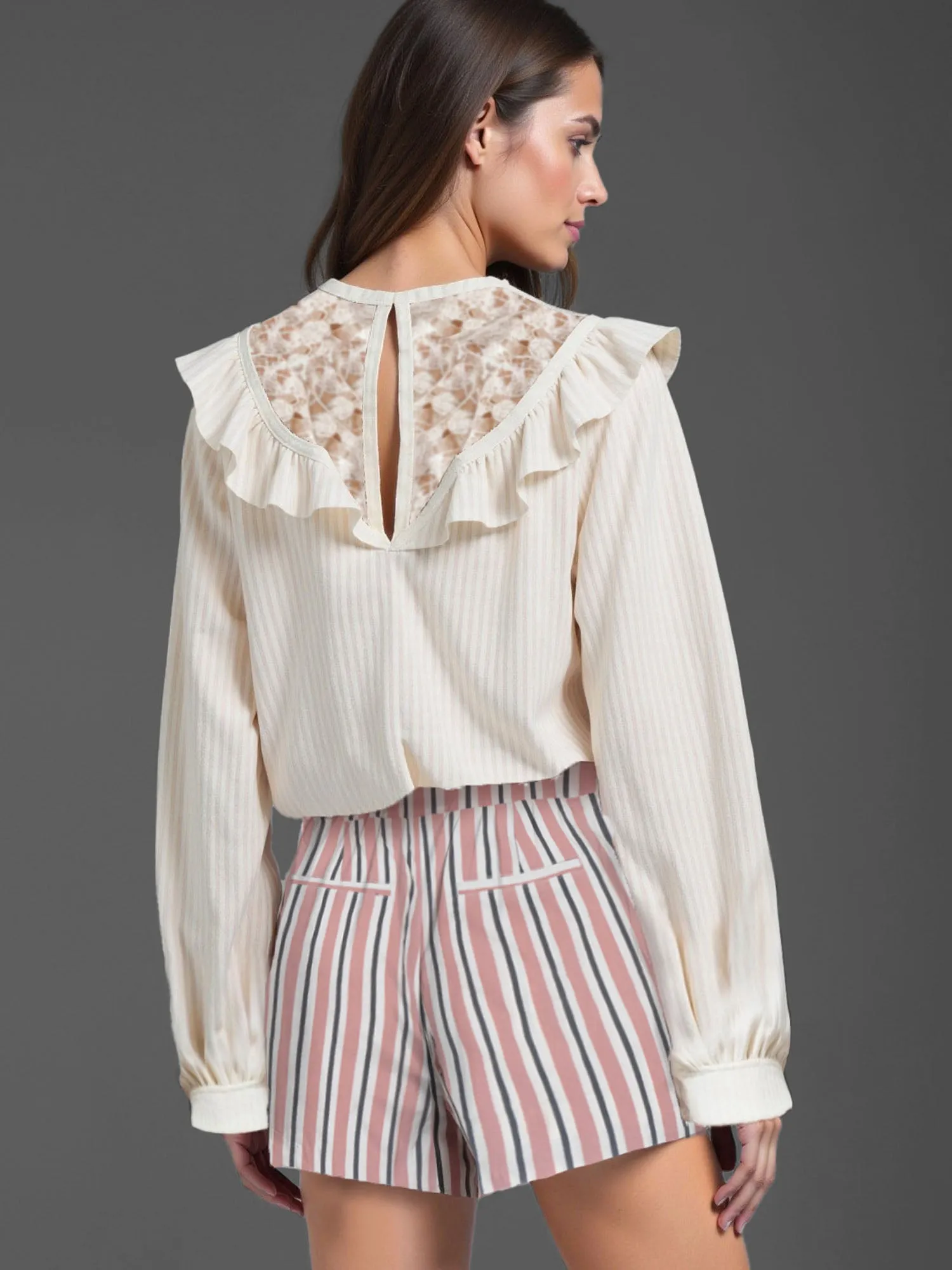 Striped Bengaline Pull On Shorts