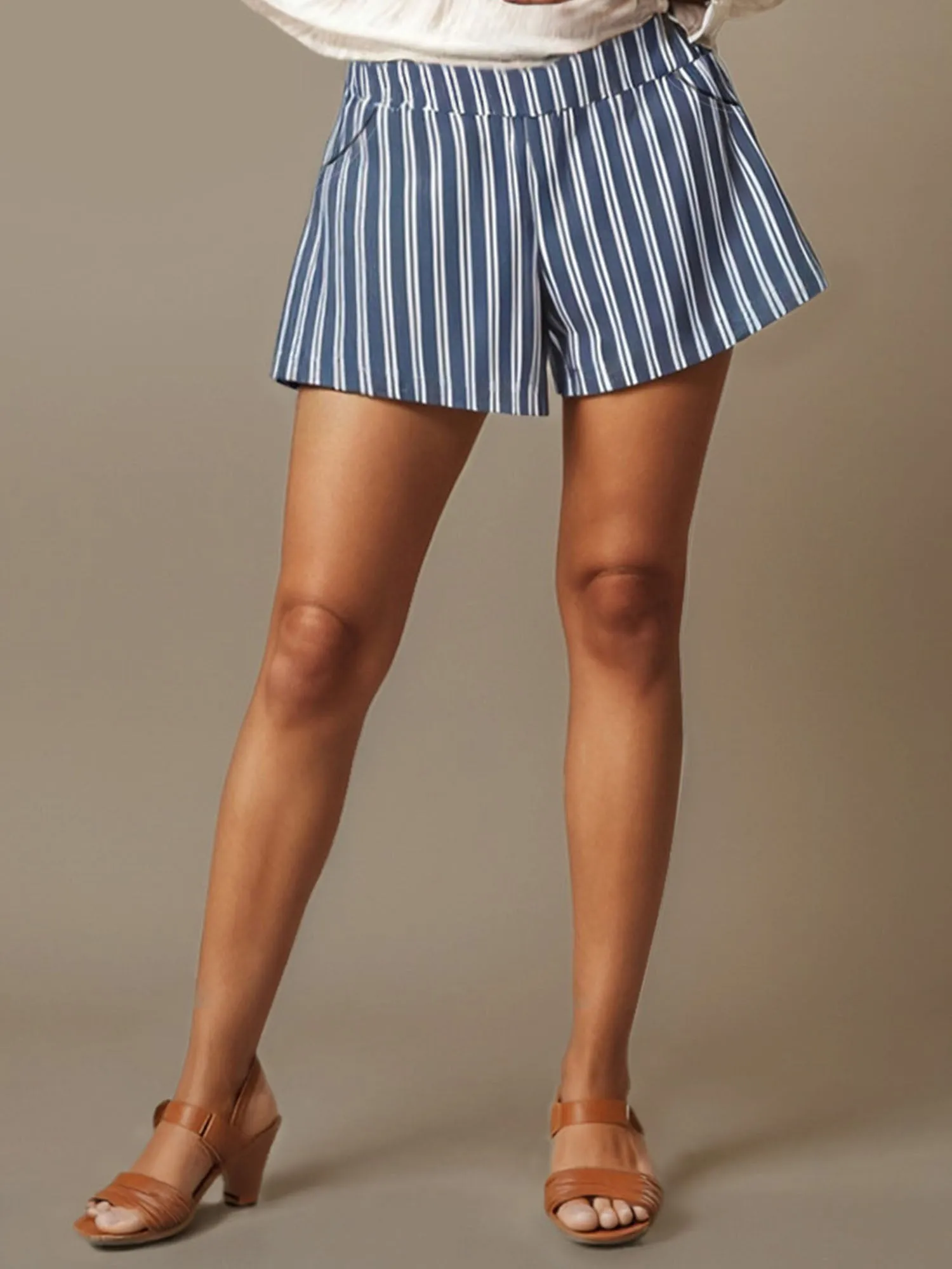 Striped Bengaline Pull On Shorts