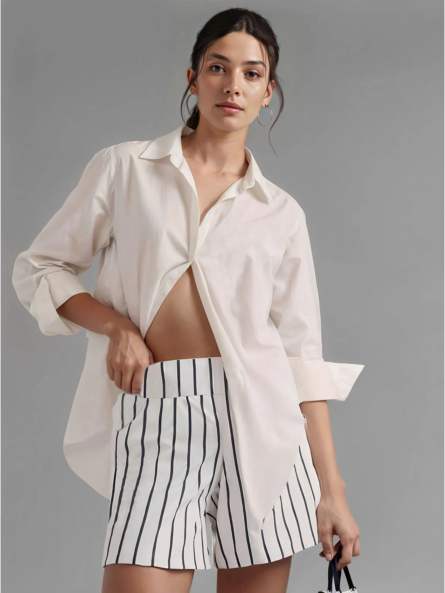 Striped Bengaline Pull On Shorts