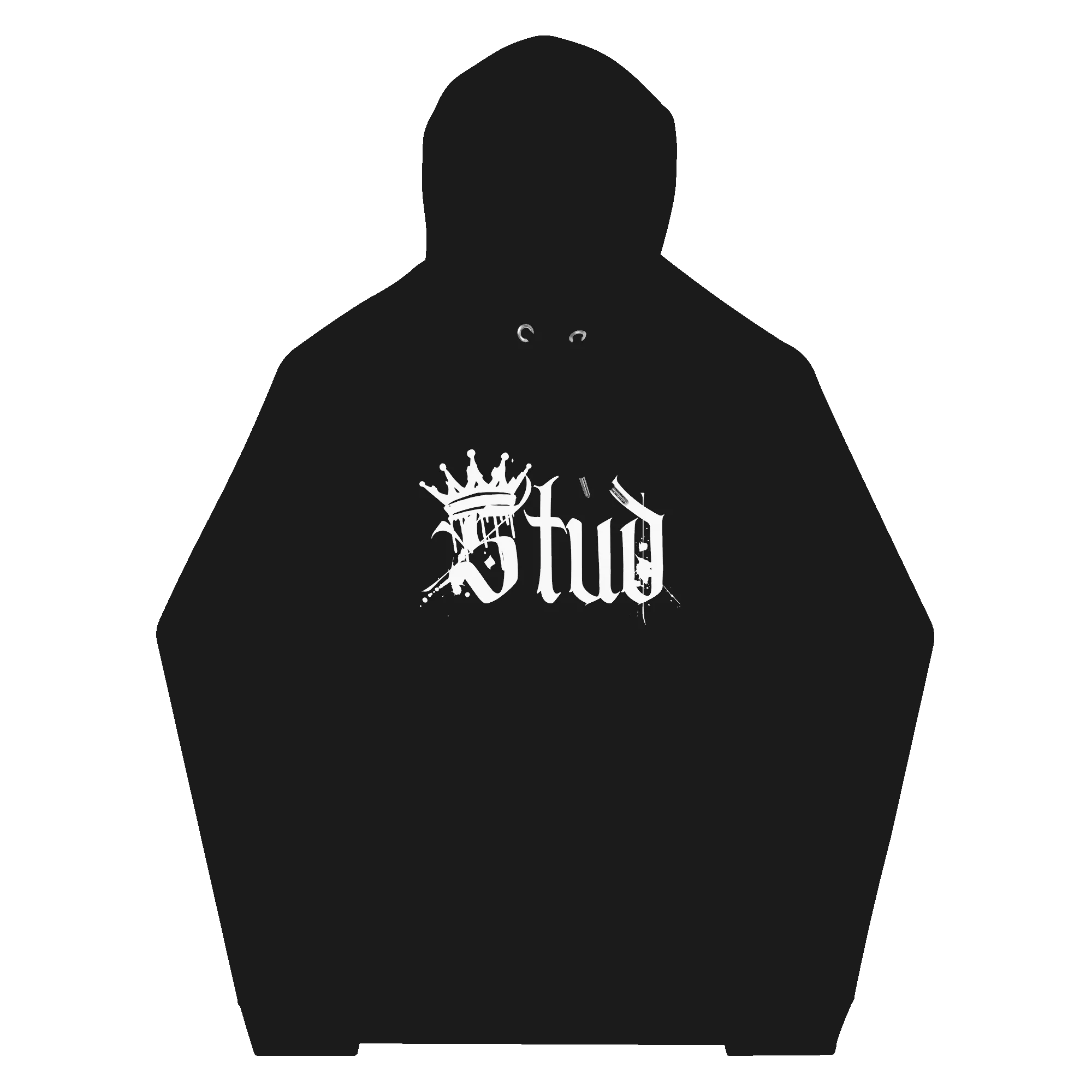 Stud Pride Sweatshirt Spray Paint with Crown on front of Black Eco Raglan Hoodie