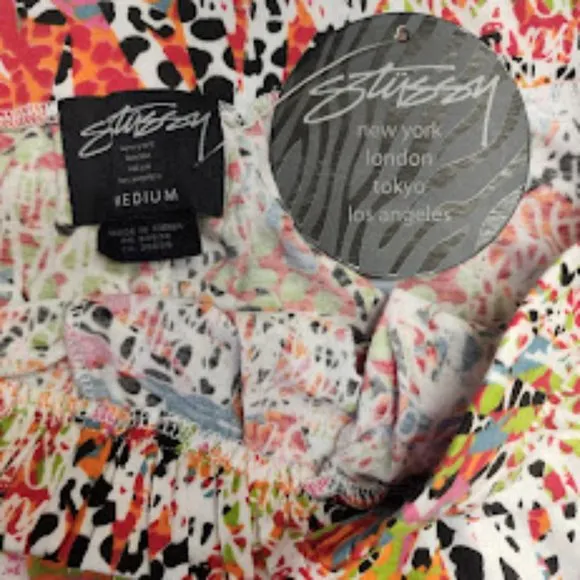 Stussy Pink Jamrock Shorts Medium Casual Pull On Pockets