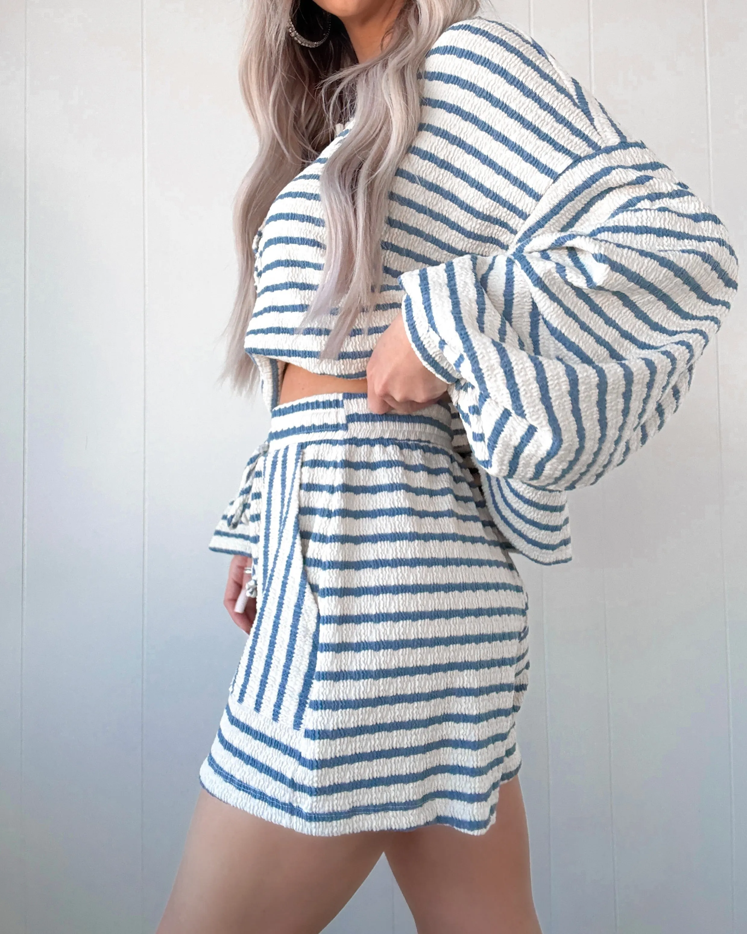 Subtle Statement Striped Shorts - Blue