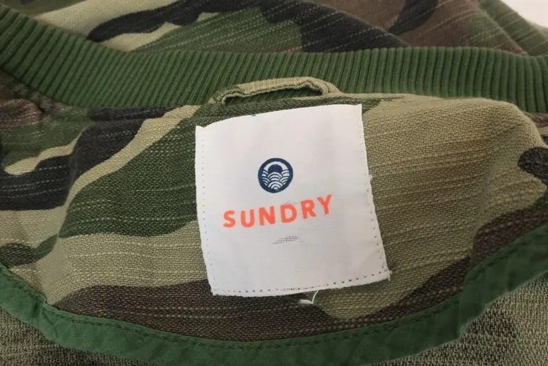 Sundry Camo Bomber Jacket Army Green Cotton Size 2