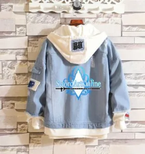 Sword Art Online Unisex Denim Anime Jacket with hood