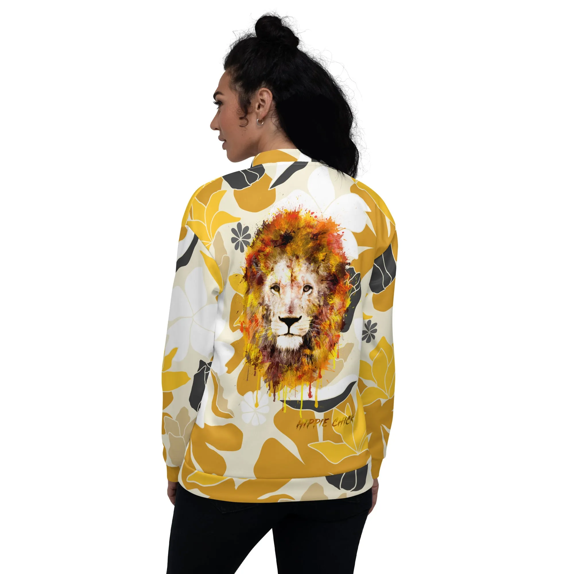 Tan Flowers Bomber Jacket - OG Hippie Chick
