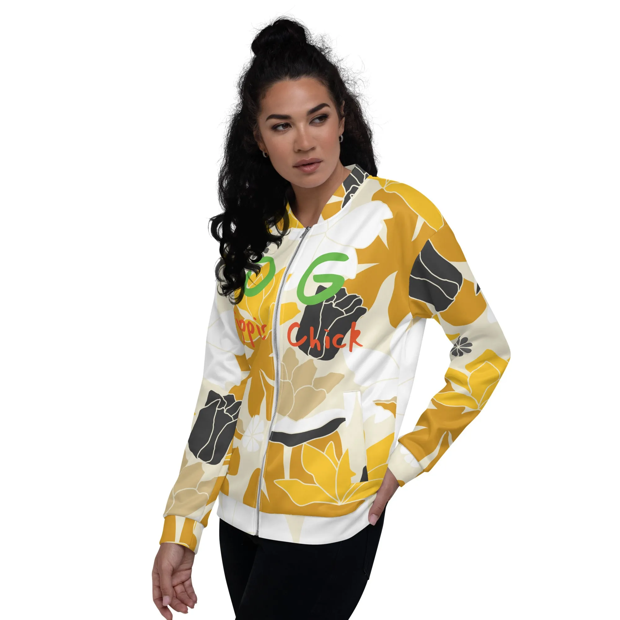 Tan Flowers Bomber Jacket - OG Hippie Chick