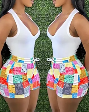 Tank Top & Print Shorts