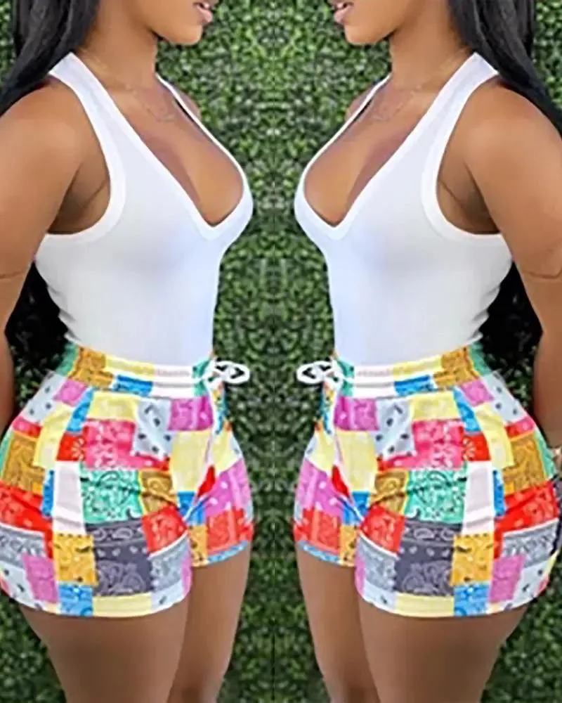 Tank Top & Print Shorts