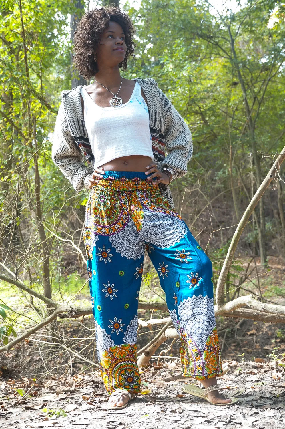 Teal Star Mandala Harem Pants